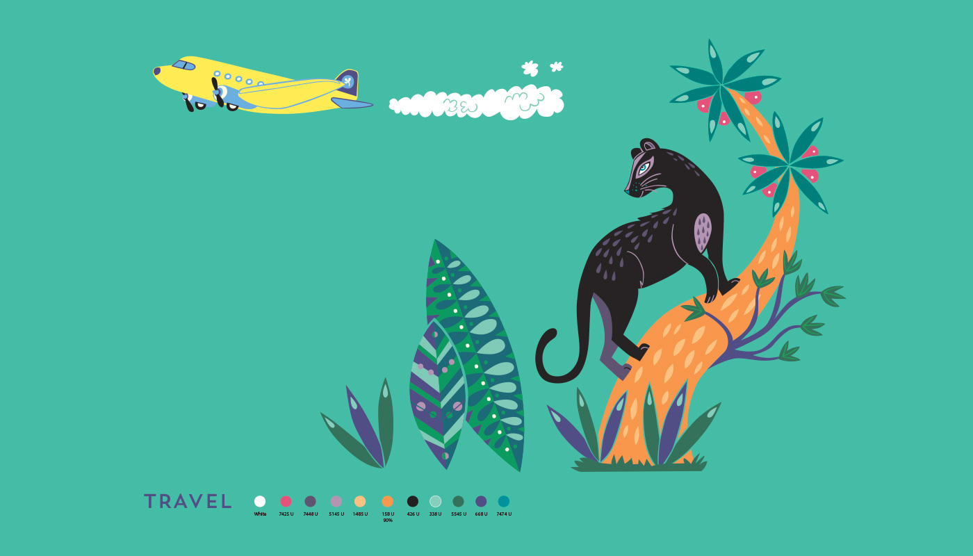 旅行手工皂包裝插畫