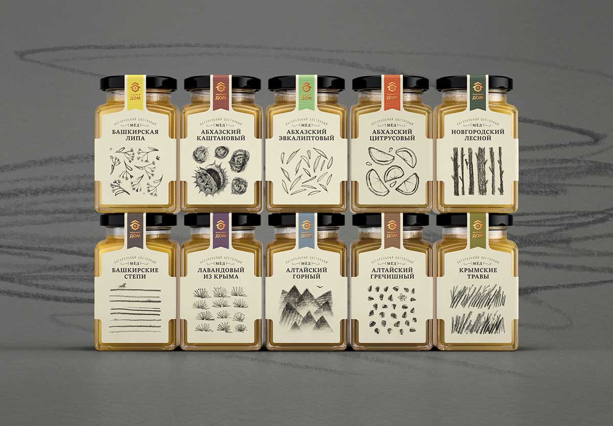 俄羅斯蜂蜜插畫包裝設(shè)計