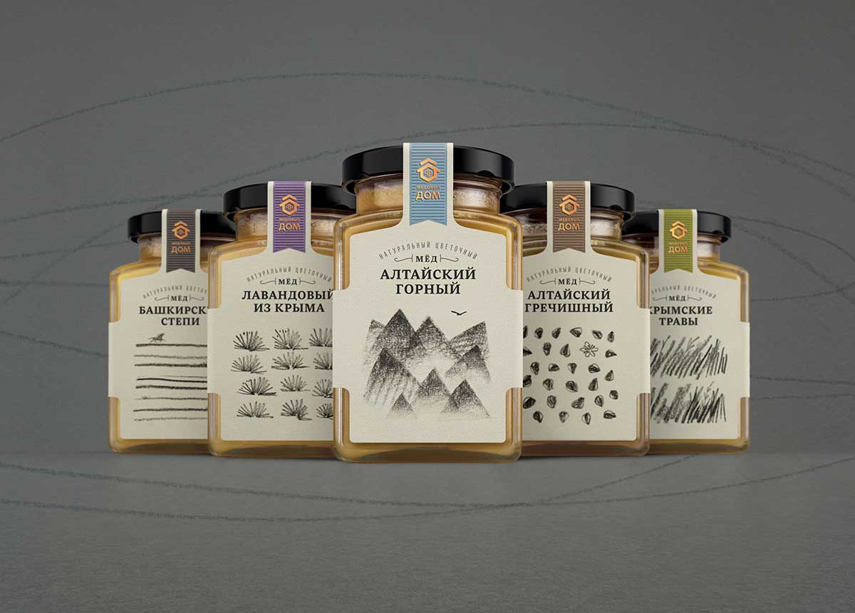 俄羅斯蜂蜜插畫包裝設(shè)計