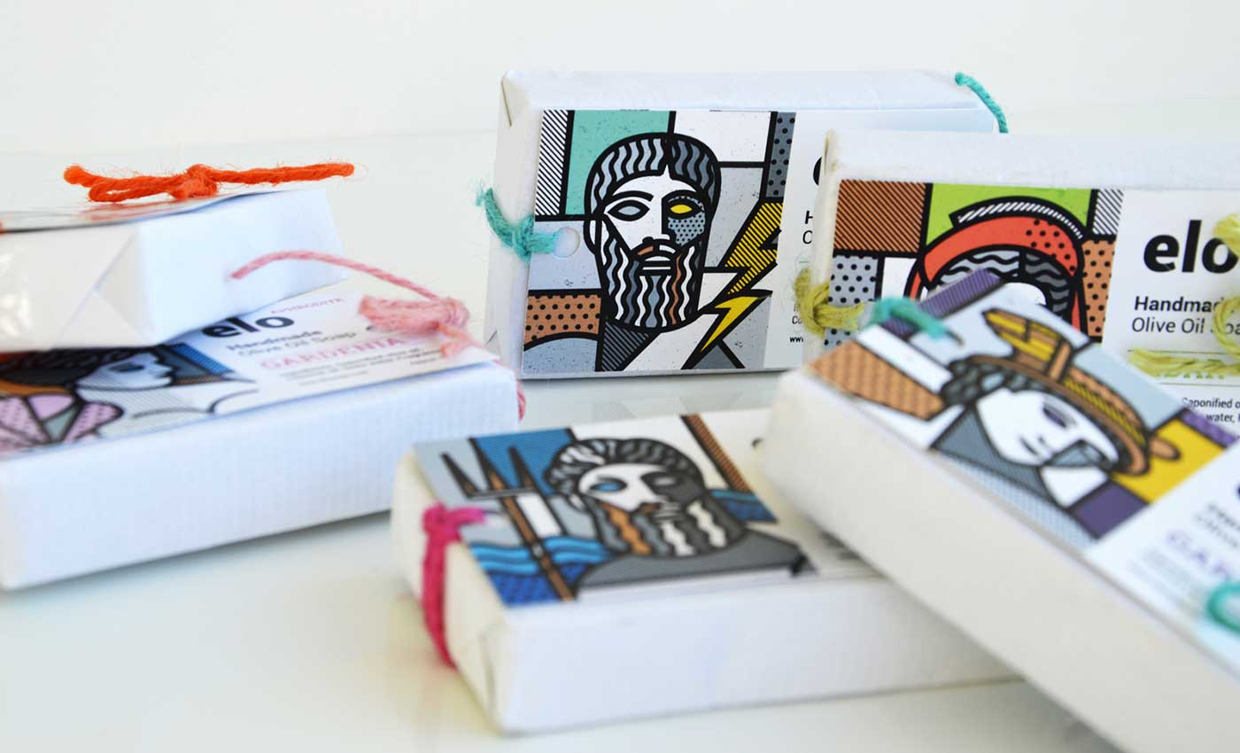 希臘天然手工皂插畫(huà)包裝設(shè)計(jì)