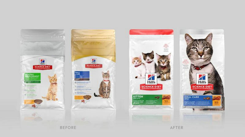 希爾的科學(xué)飲食推出狗和貓食品的新包裝設(shè)計