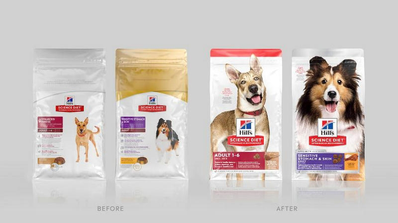 希爾的科學(xué)飲食推出狗和貓食品的新包裝設(shè)計