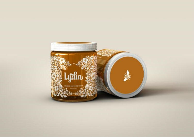 野生草本植物和花卉的開花蜂蜜包裝設(shè)計